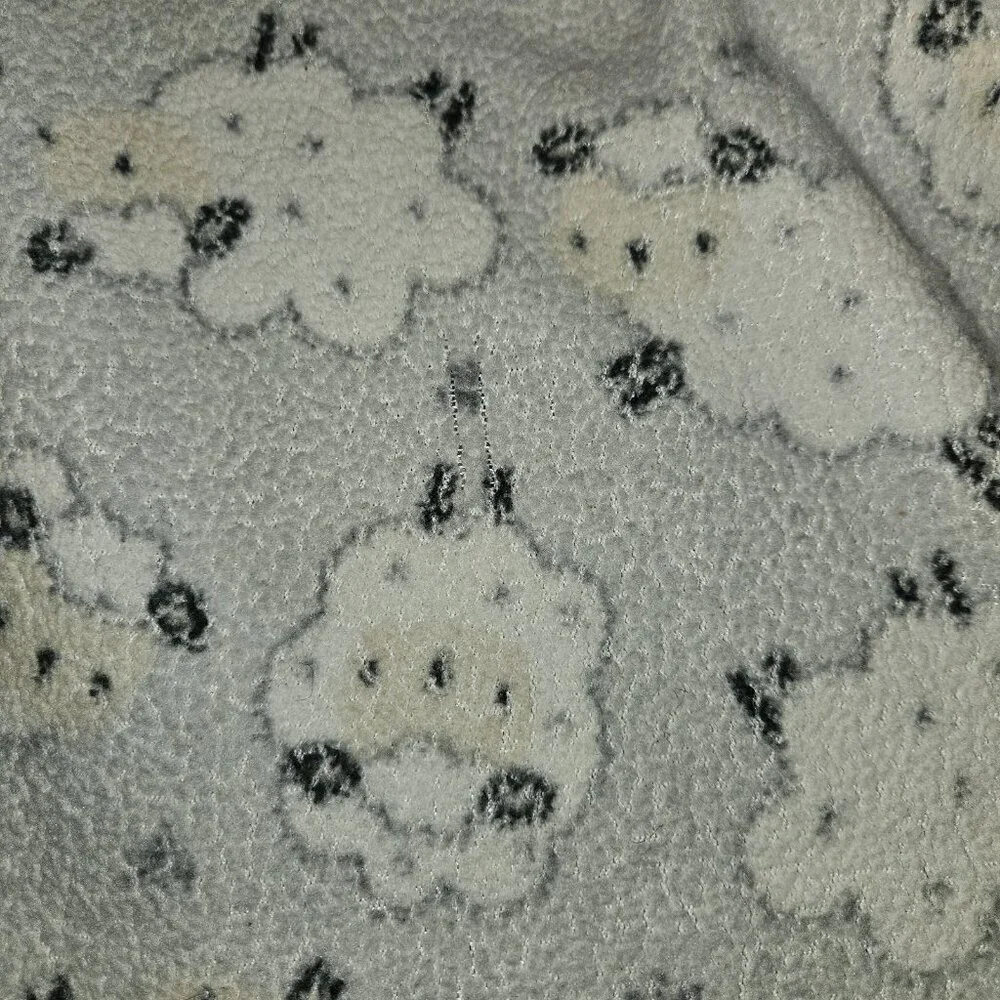 Parent's Choice Gray Fleece Baby Blanket White Sheep 30x36 READ
